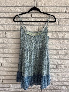 bp Mint Green Mini dress with Blue Floral PRINT XS